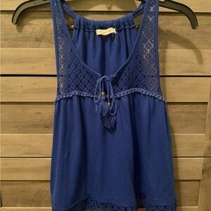 Hint of Mint Royal Blue Crochet Tank Top
